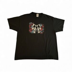 Vintage Y2K 2003 Deftones Skull & Roses Grunge Rock Band Black tshirt size XL